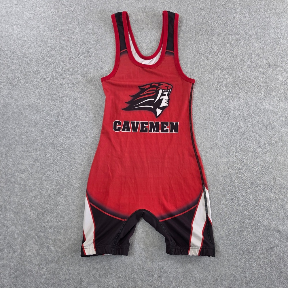 Takedown Sportswear Men Red Cavemen Wilson Wrestling Singlet Size AS AS001